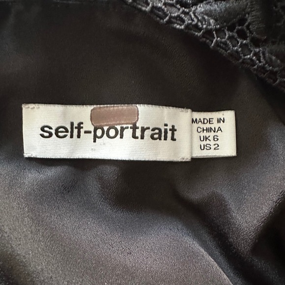 Self-Portrait Black Guipure Lace Pleated Midi Dress – Ruffle High Neck Belted 2 - Picture 7 of 12